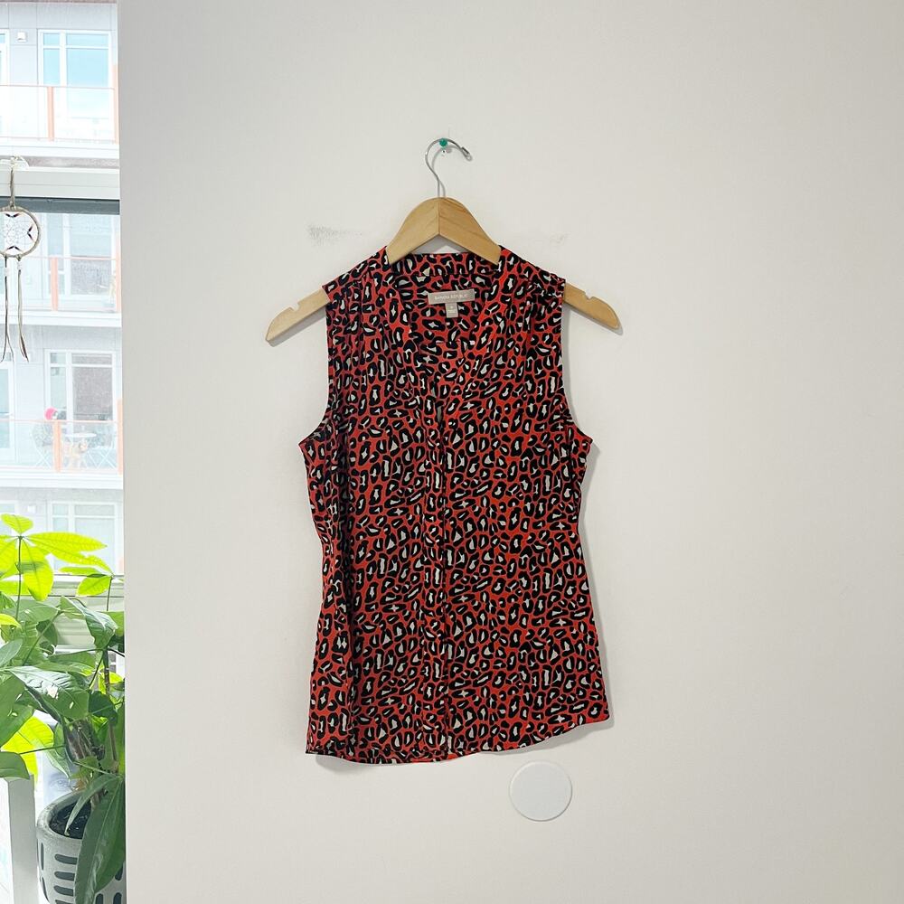 Banana Republic Red Animal Print Tank Blouse Size 0